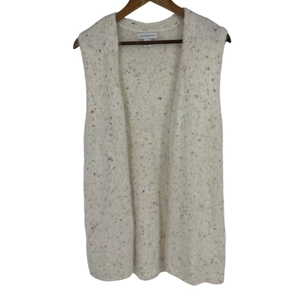 Christopher & Banks Eyelash Speckled Open Front Sleeveless Knit Vest Size S‎
